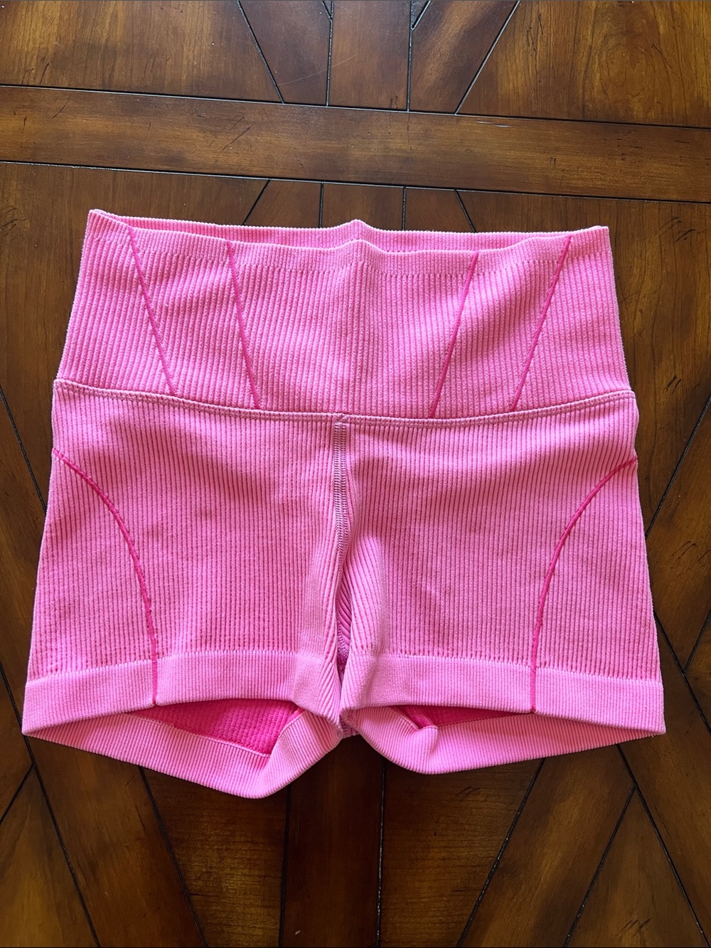 aerie Pink Ribbed High-Waist Bike Shorts